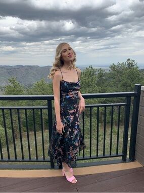 Astr Floral Black Maxi Dress with Pink Accents